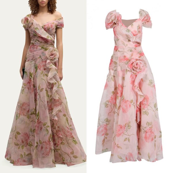 Vintage Floral Mop Dress – Large Swing Style for Women