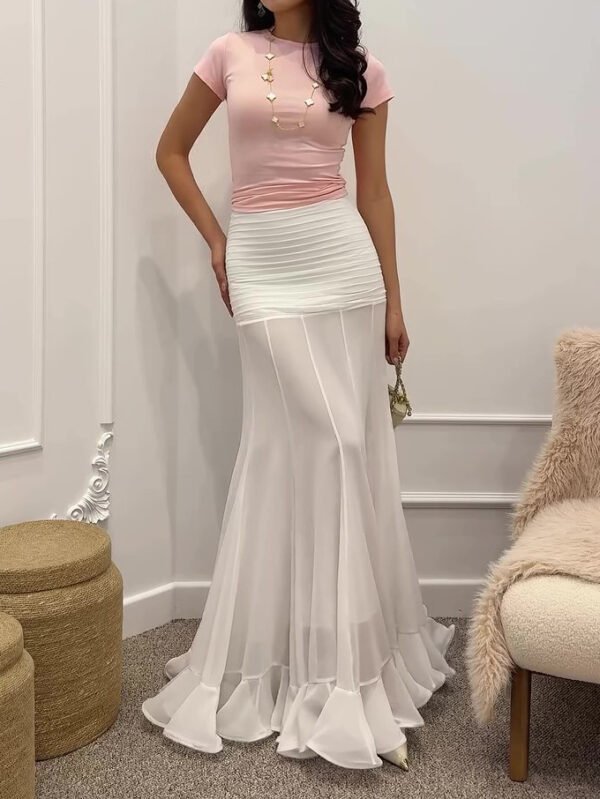 Elegant Ruffle Hem Pleated Skirt - Image 5