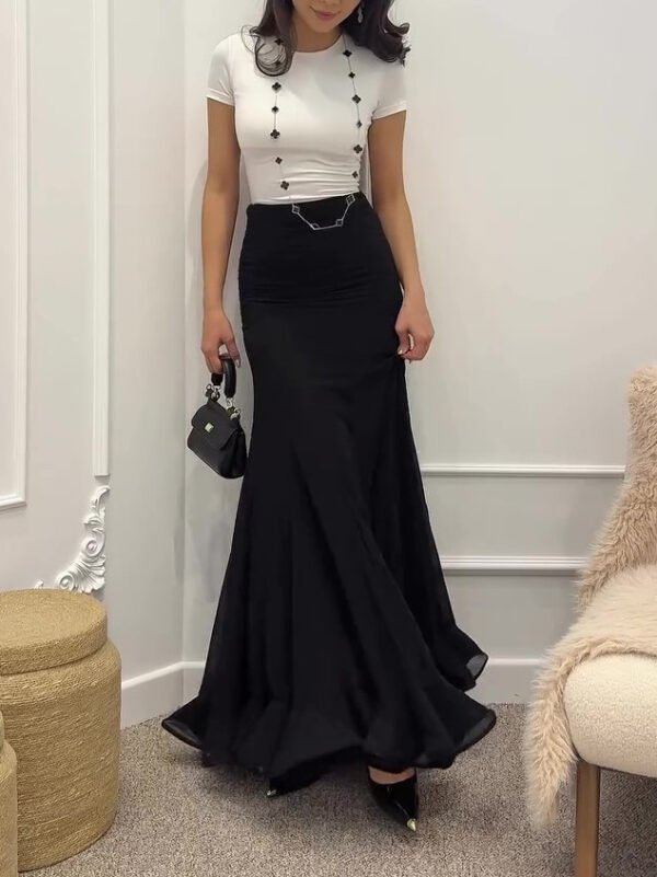 Elegant Ruffle Hem Pleated Skirt - Image 3